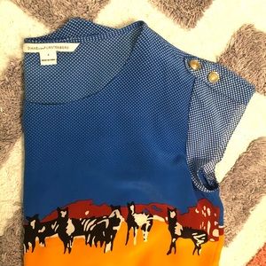 Diane von Furstenburg button-shoulder blouse